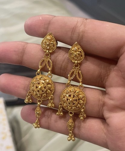 22k yellow gold earrings - 22k,