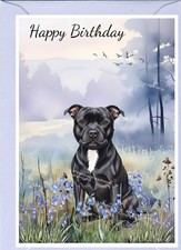 Staffordshire Bull Terrier Dog Staffie (4"x 6") Birthday Card with blank inside