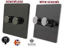 10 Amp Push on/off 250W  Dimmer Light Switch 2 Way Black Nickel Flat Plate Switc