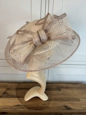 Debut Beige Sinamay Large Circular Hatinator Wedding Mother Guest Races Event