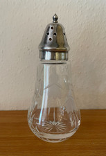 Stuart Crystal Cascade Fuschia Design Etched Crystal Sugar Shaker Silver Plated