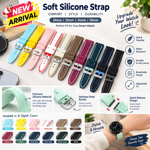 Silicone watch strap - silicone, 22mm