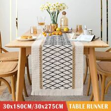 Macrame Table Runner Natural Burlap Table Runner Cotton Runner Tassel Christmas