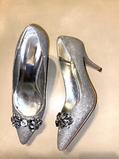 Shoes Wedding Bridal Christmas Ladies Size 38 5 UnTold Silver Rhinestone Jewels