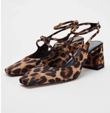 BNWT ZARA Leopard Animal Print Slingback Shoes Size 6/39