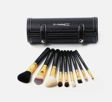 M.A.C Cosmetic Brush Set: 9 Brushes + Mirror & Case-Very Fast UK delivery
