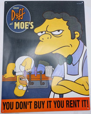 The Simpsons Metal Sign Duff At Moe's Vintage 2002 Official Product Bar Man Cave