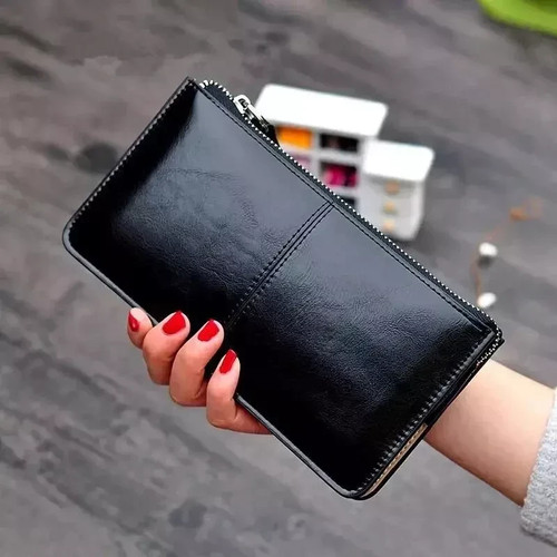 Ladies leather wallet long - leather,
