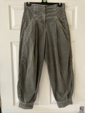 OSKA  0  Pale Grey Fine Corduroy Wide Leg Trousers Elastic Waist Front Pockets .