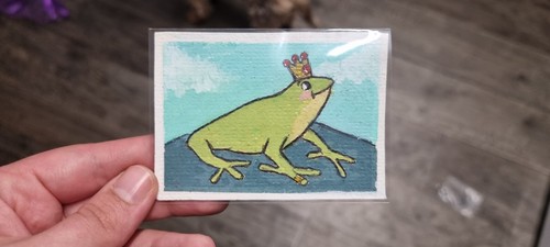 Aceo frog prince original - frog,