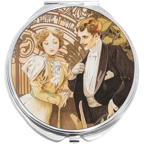 Flirt woman man painting - painting, mucha