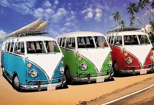 Beach bus camper - hippy, peace