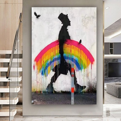 Banksy man and - and, rainbow