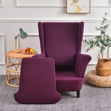 Wing Chair Covers 2 Pcs Stretch Wingback Sofa Slip Cover Cushion Cover Removable