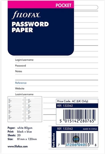 Filofax pocket size password - pocket,