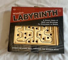 Vintage Wooden Labyrinth Maze Game IWinding Passages Box Gazebo Games