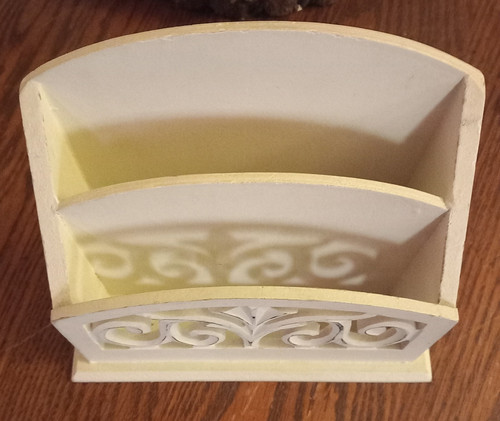 White wooden letter holder - white,