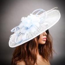 White & Blue Wide Brim
