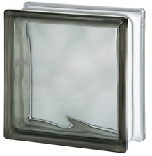 Used Grey Tint Wavy Glass Brick Block, Privacy Wall Building Square 190mm² x80mm