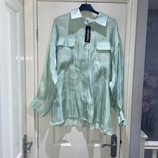 Boohoo Mint Green Satin Shiny