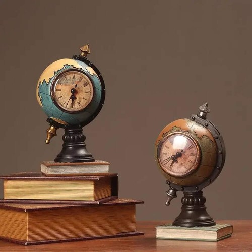 Vintage desktop globe clock - vintage,