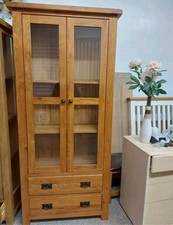 2x Solid oak display cabinet