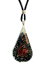 Orgone Tourmaline Necklace Pendant Protection Teardrop Copper Coil Beaded