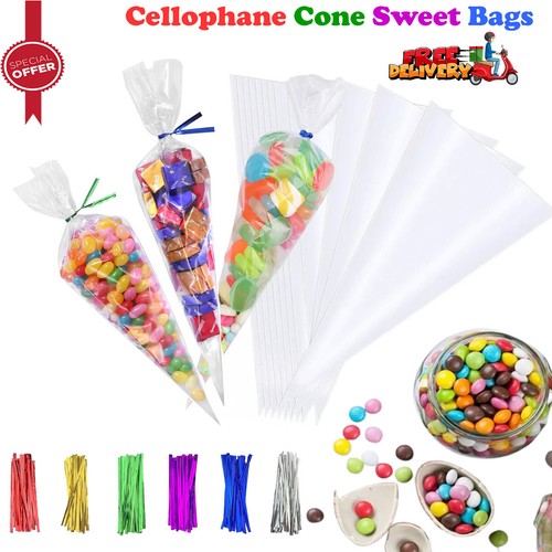 Clear cellophane cone - cellophane, sweet