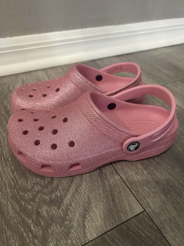 Pink glitter crocs child - pink,