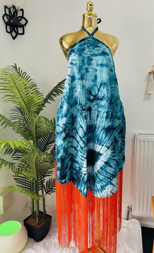 Teal blue orange backless - &,