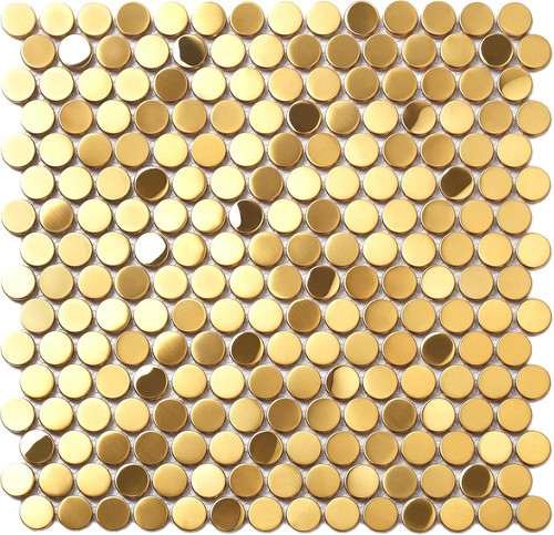 Gold penny round mosaic - mosaic, tiles