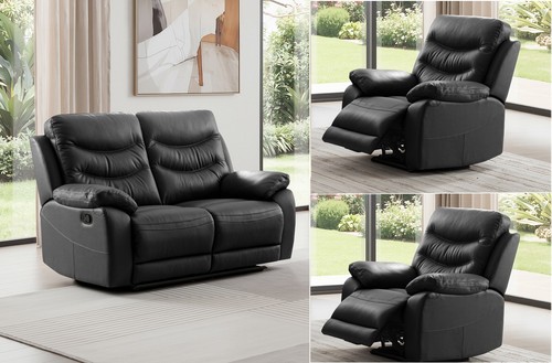 Black italian leather seater - black,