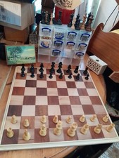 A Vintage Boxwood Staunton Chess Set, Felted, Lacquered With Own Box-726TBLTP