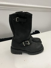 Sancho Black Matte Leather Bisbee Biker Boots Size 36