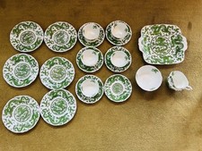 Vintage Coalport Green Dragon 20 Piece Tea Bone China Tea Set Made In England