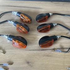 Bike It Motorcycle Short Stem Mini Spear Indicators Black Body & Amber Lens x6