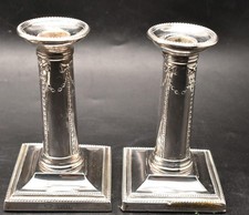 Pair Antique Silver Column