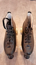 Quad Roller Skates Microfiber Black Leather & PU Rubber Size Euro 45/ UK 10.5