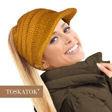 TOSKATOK Ladies Slouchy Peaked Ponytail Messy Bun Beanie Hat Cap
