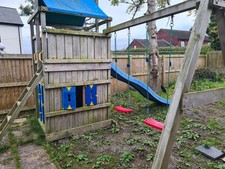 Outdoor Wooden Garden Swing, Slide, Rope Ladder, Climbing Frame, Play House.