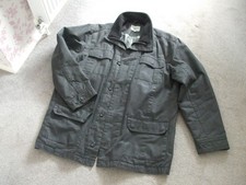 MENS WAXED COTTON  COAT JACKET by GREENWOODS SIZE XL - 52" CHEST.  DARK GREY