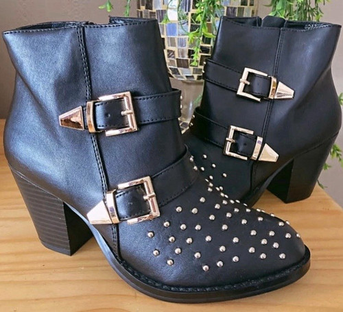 Women black studded ankle - studded,