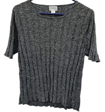 DAVID HAMILTON COLLECTION Grey 100% SILK Short-Sleeved Pullover Jumper - Size L