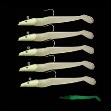 5Pcs Luminous Glow Jig Head Fishing Hook Lures Sandeel Jigheads Cod Bass Pollock