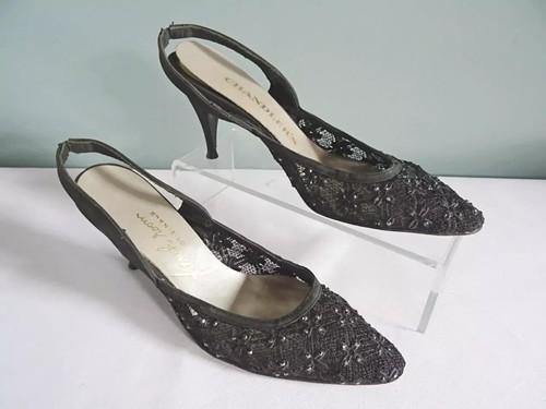 Vintage 1950s shoes black - shoes, lace