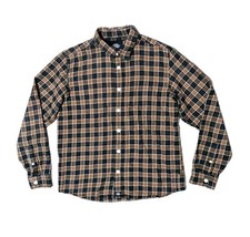 Dickies Flannel Shirt M Mens Plaid Brown Black Check Button Up Cotton Breathable