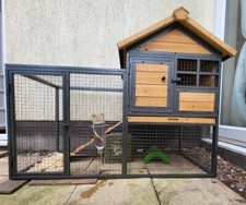 4FT Chicken Coop Hen Poultry Ark Elevated House Rabbit Hutch Run Nest Pet Cage