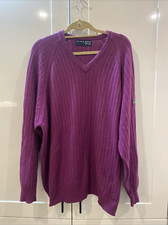 PTS VINTAGE MENS FALDO BY PRINGLE GOLF V NECK JUMPER UPTO 60" CHEST LAMBSWO