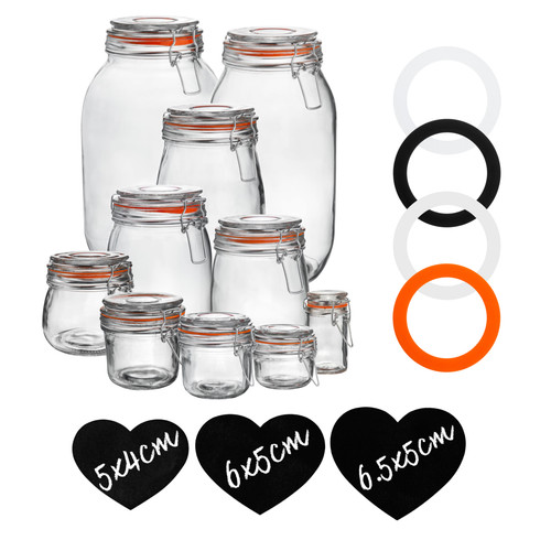Glass storage jars heart - 6x,