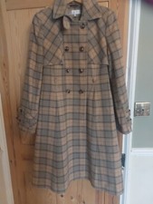 Wool Blend Trench Coat Gharani Strok coat size 10/  12  brown checked